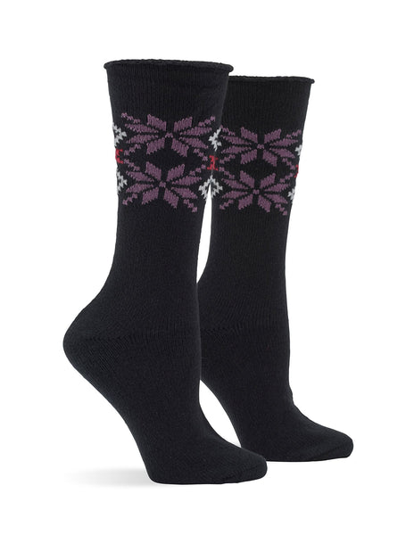 HUE Snowflake Supersoft Roll Top Boot Sock