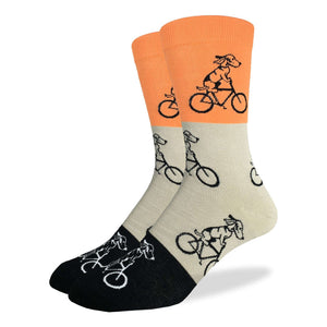 Men's Orange Dog Riding Bike Socks - Shoe Size 7-12