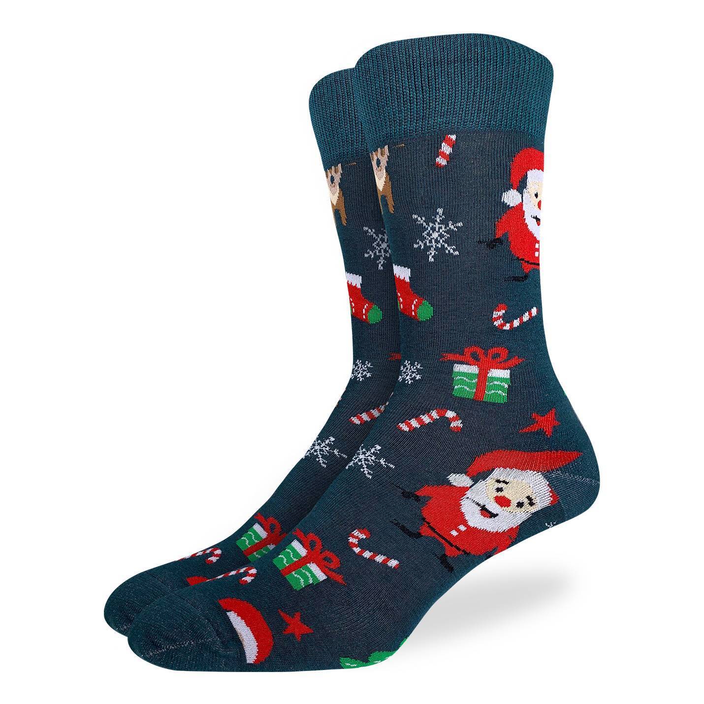 Men's Santa and Rudolph Socks - Shoe Size 7-12