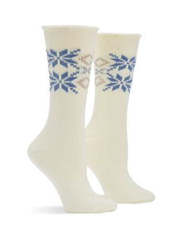 HUE Snowflake Supersoft Roll Top Boot Sock